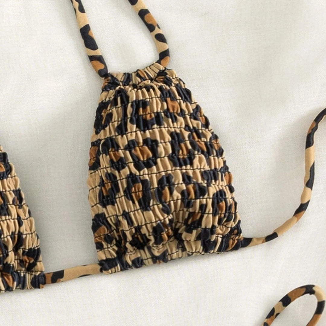 Leopard Halter Triangle Bikini Swimsuit Image 4