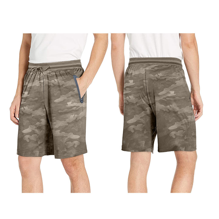 Mens Camo-Print Quick Dry Athletic Running Scuba Shorts Size M L or XL Image 1