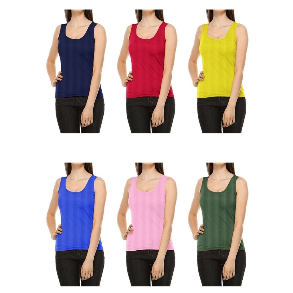 6-Pack Womens Seamless Cotton Ribbed Stretch Tank Tops Summer Basic Size S-XL Image 1