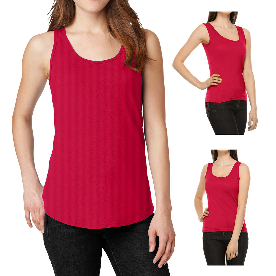 6-Pack Womens Seamless Cotton Ribbed Stretch Tank Tops Summer Basic Size S-XL Image 4