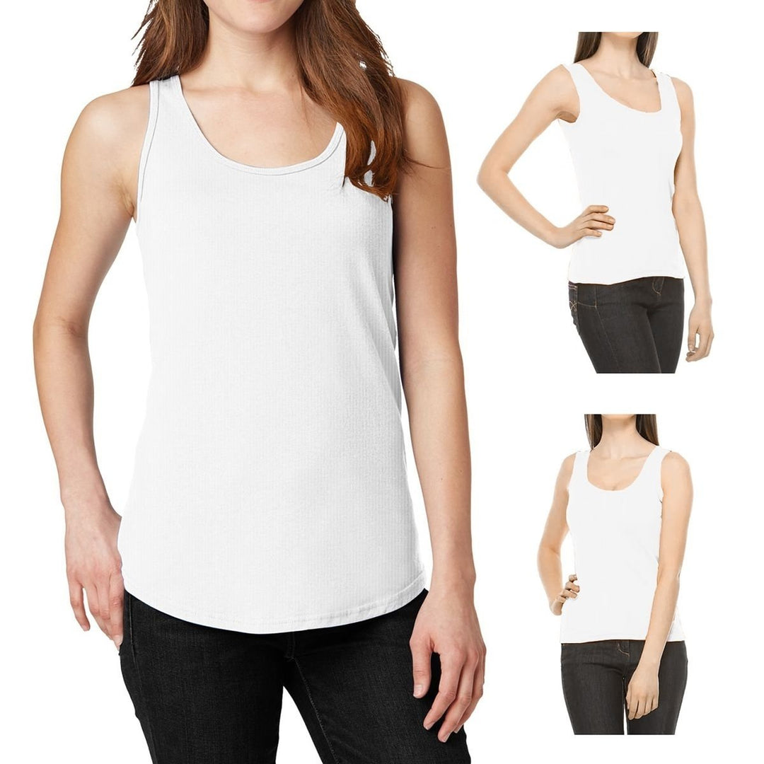 6-Pack Womens Seamless Cotton Ribbed Stretch Tank Tops Summer Basic Size S-XL Image 4