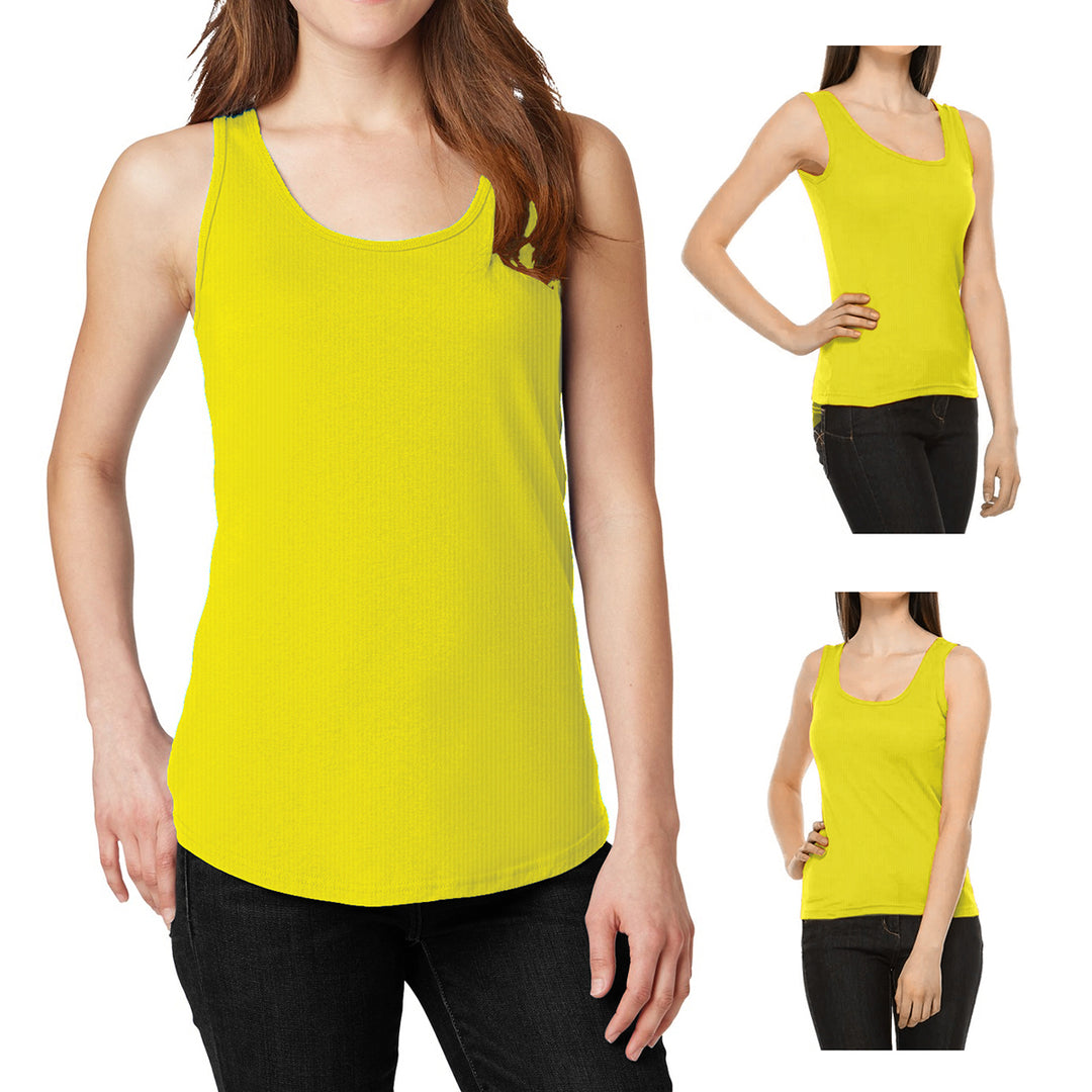 6-Pack Womens Seamless Cotton Ribbed Stretch Tank Tops Summer Basic Size S-XL Image 6