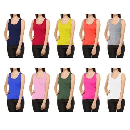 6-Pack Womens Seamless Cotton Ribbed Stretch Tank Tops Summer Basic Size S-XL Image 8