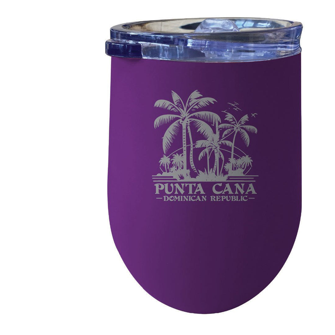 Punta Cana Dominican Republic Souvenir 12 oz Insulated Wine Stainless Steel Tumbler Etched Image 2