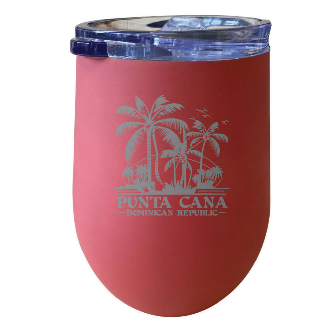 Punta Cana Dominican Republic Souvenir 12 oz Insulated Wine Stainless Steel Tumbler Etched Image 8