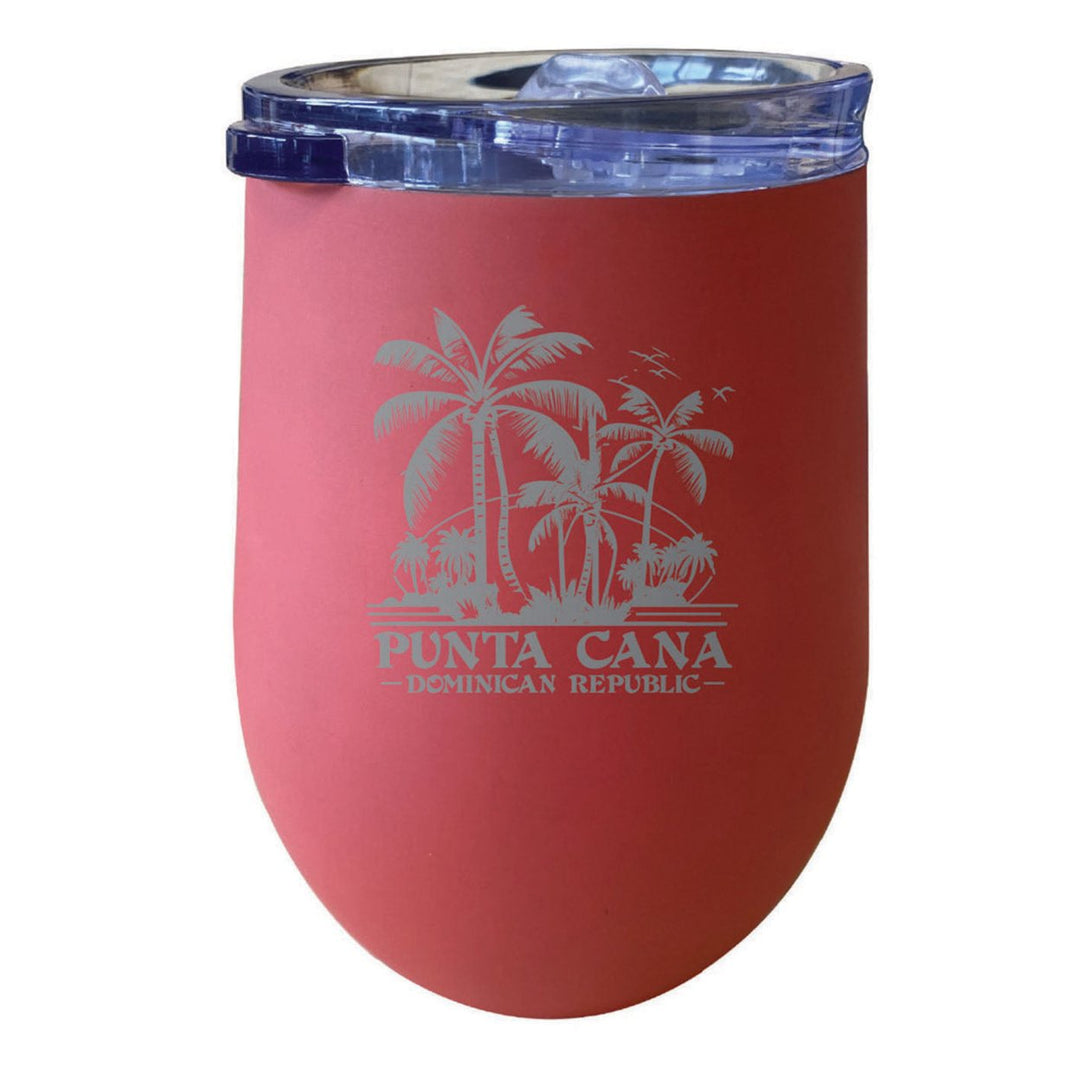 Punta Cana Dominican Republic Souvenir 12 oz Insulated Wine Stainless Steel Tumbler Etched Image 1