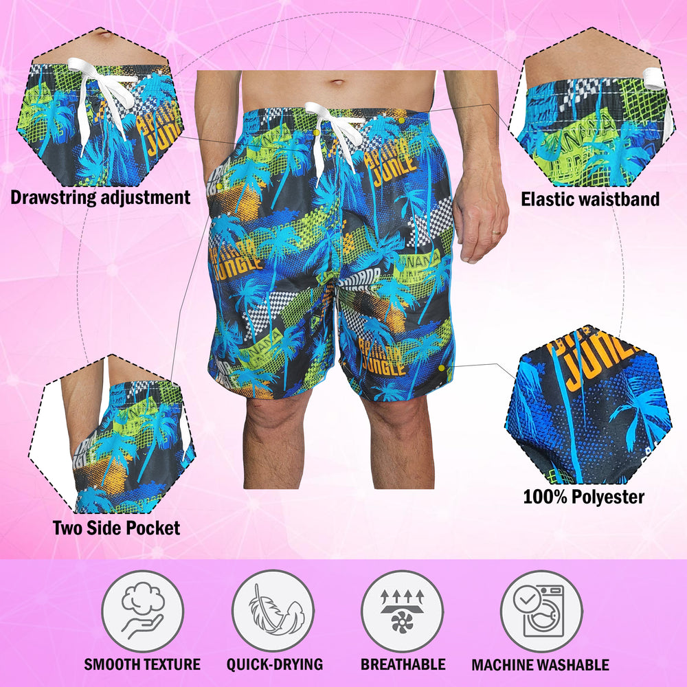 3-Pack: Mens Quick-Dry Solid and Printed Summer Beach Surf Board Swim Trunks Shorts Image 2