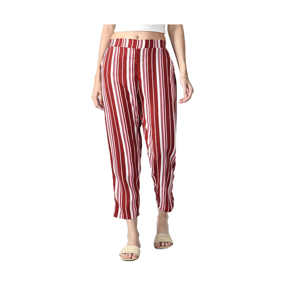 3-Pack: Ladies Striped High waisted Summer Soft Wide Open Boho Leg Palazzo Pants Image 4