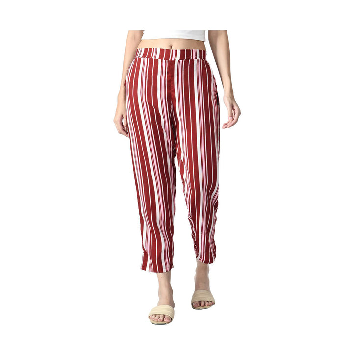 3-Pack: Ladies Striped High waisted Summer Soft Wide Open Boho Leg Palazzo Pants Image 4