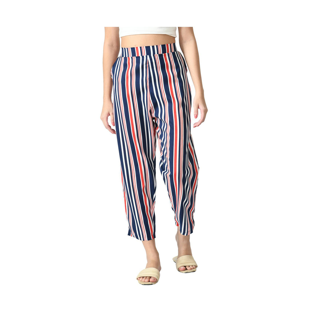 3-Pack: Ladies Striped High waisted Summer Soft Wide Open Boho Leg Palazzo Pants Image 6