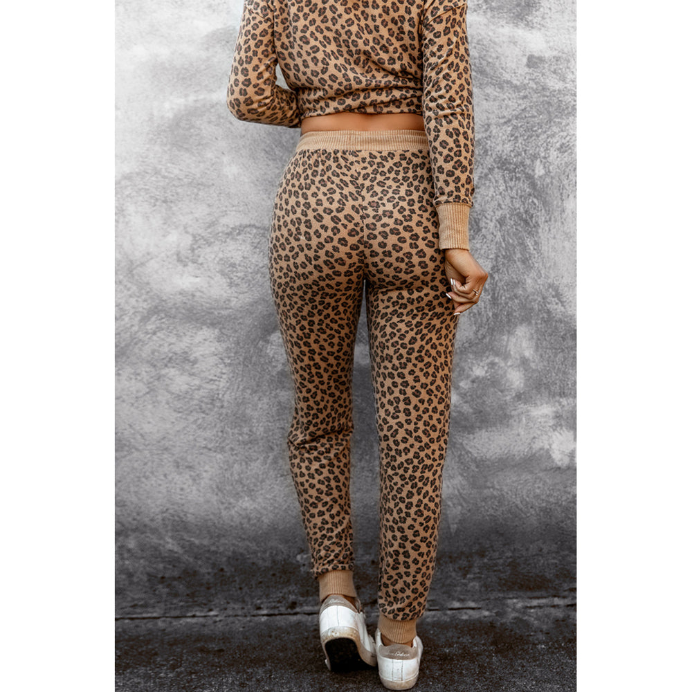 Womens Leopard Pattern Jogger Pants Image 2