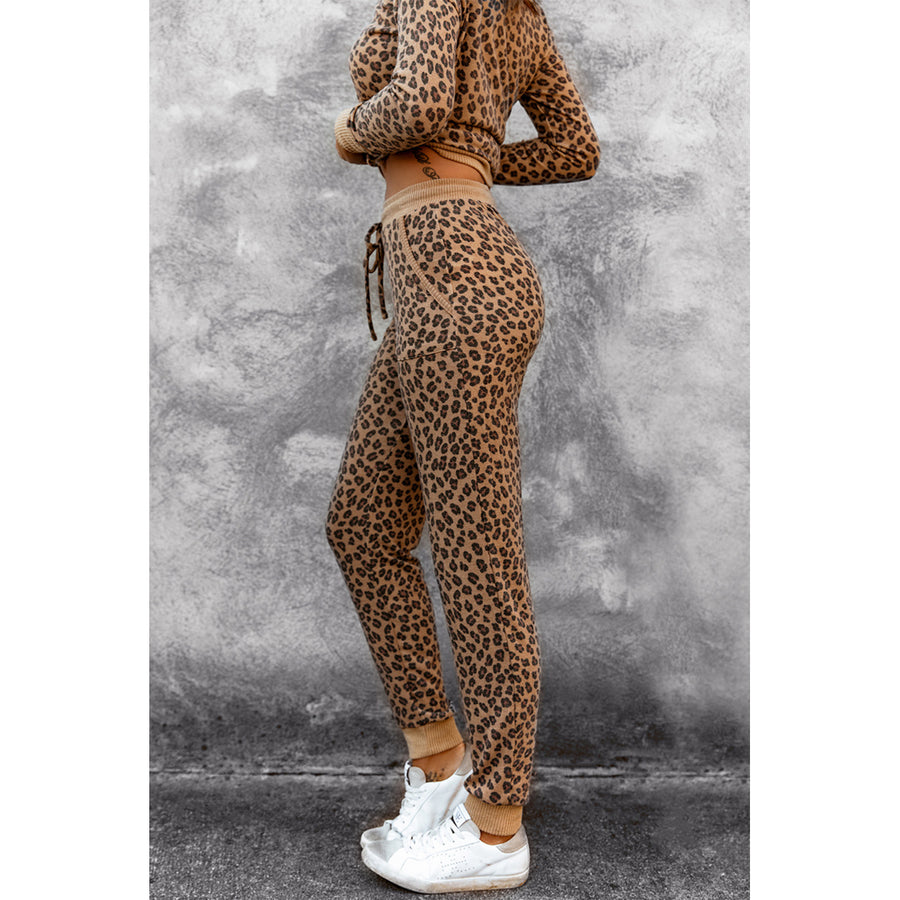 Womens Leopard Pattern Jogger Pants Image 1