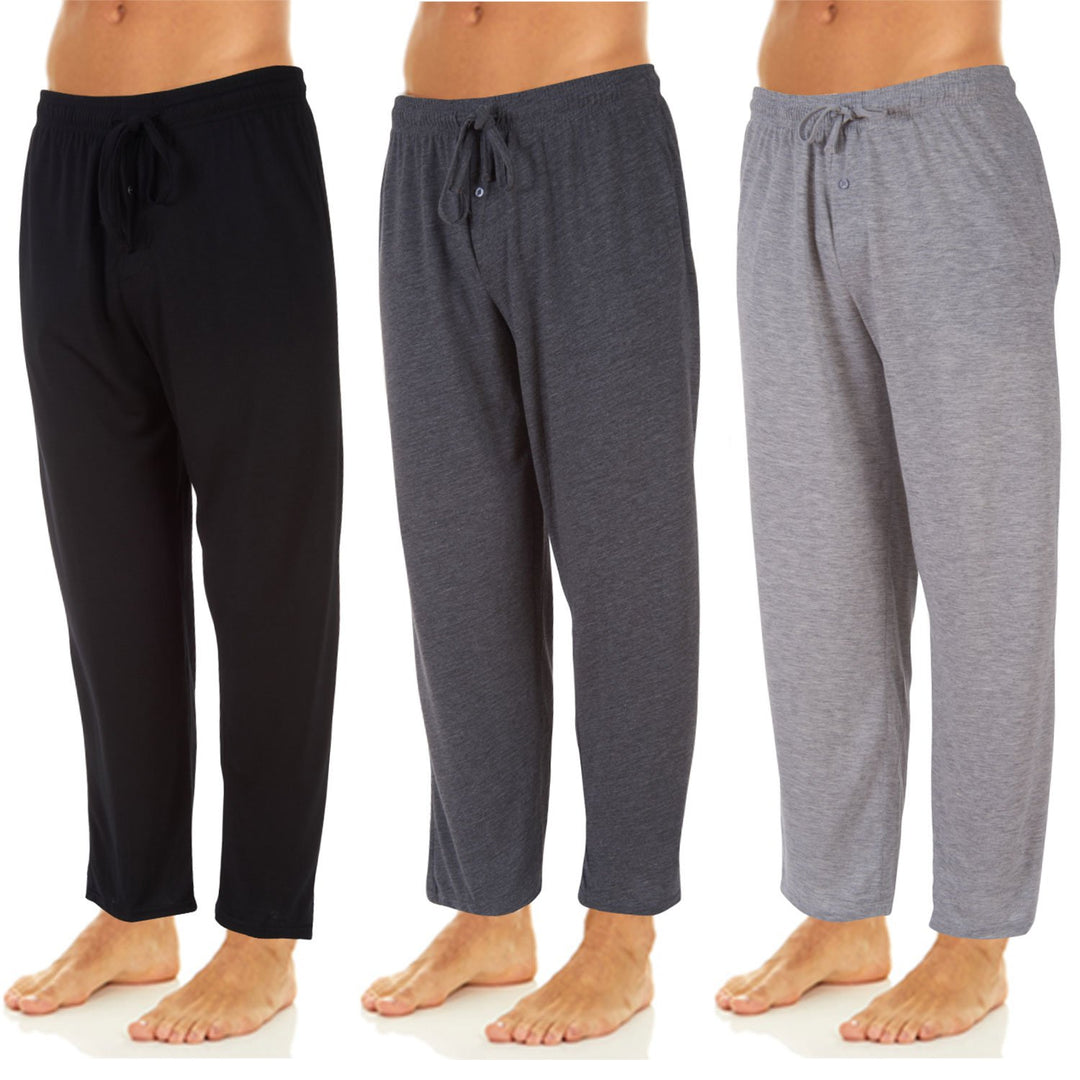 DARESAY Mens 3 Pack Long Lounge Pants 100% Cotton Soft Elastic Waist Casual Image 1