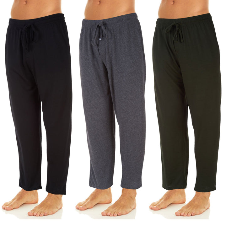 DARESAY Mens 3 Pack Long Lounge Pants 100% Cotton Soft Elastic Waist Casual Image 4