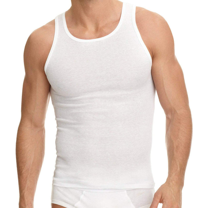 12-Pack: Mens Solid Cotton Soft Ribbed Slim-Fitting Summer Tank Tops Image 9
