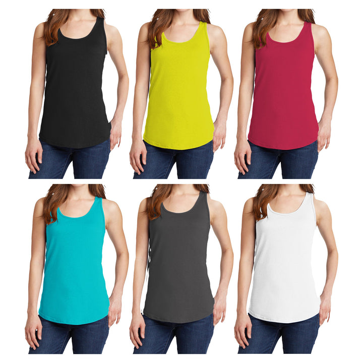 6-Pack Womens Lightweight Crew Neck Tank Tops Ultra-Soft Summer Gym Tops Image 1