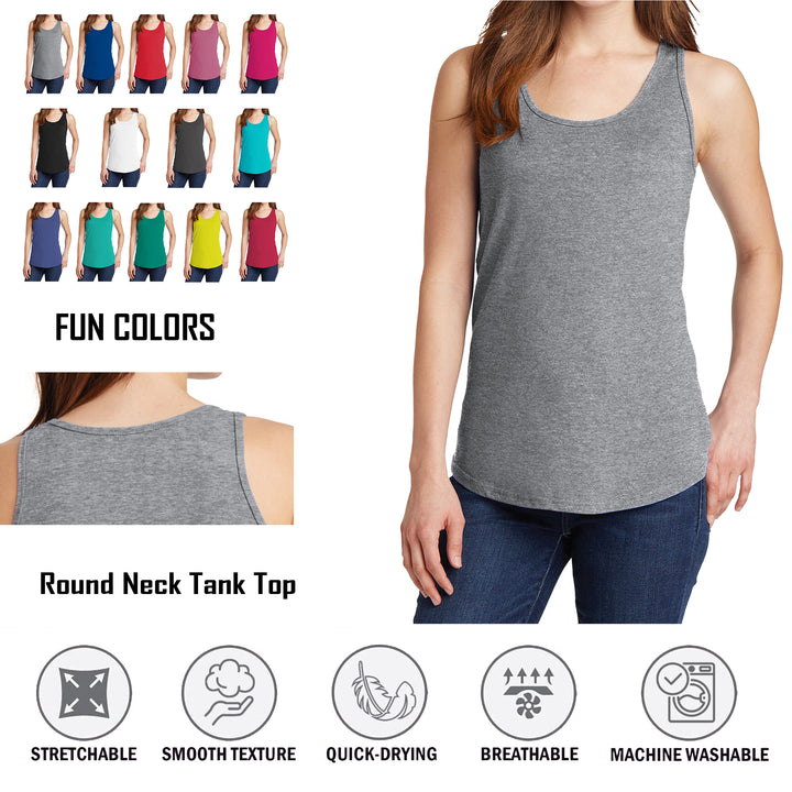 6-Pack Womens Lightweight Crew Neck Tank Tops Ultra-Soft Summer Gym Tops Image 3