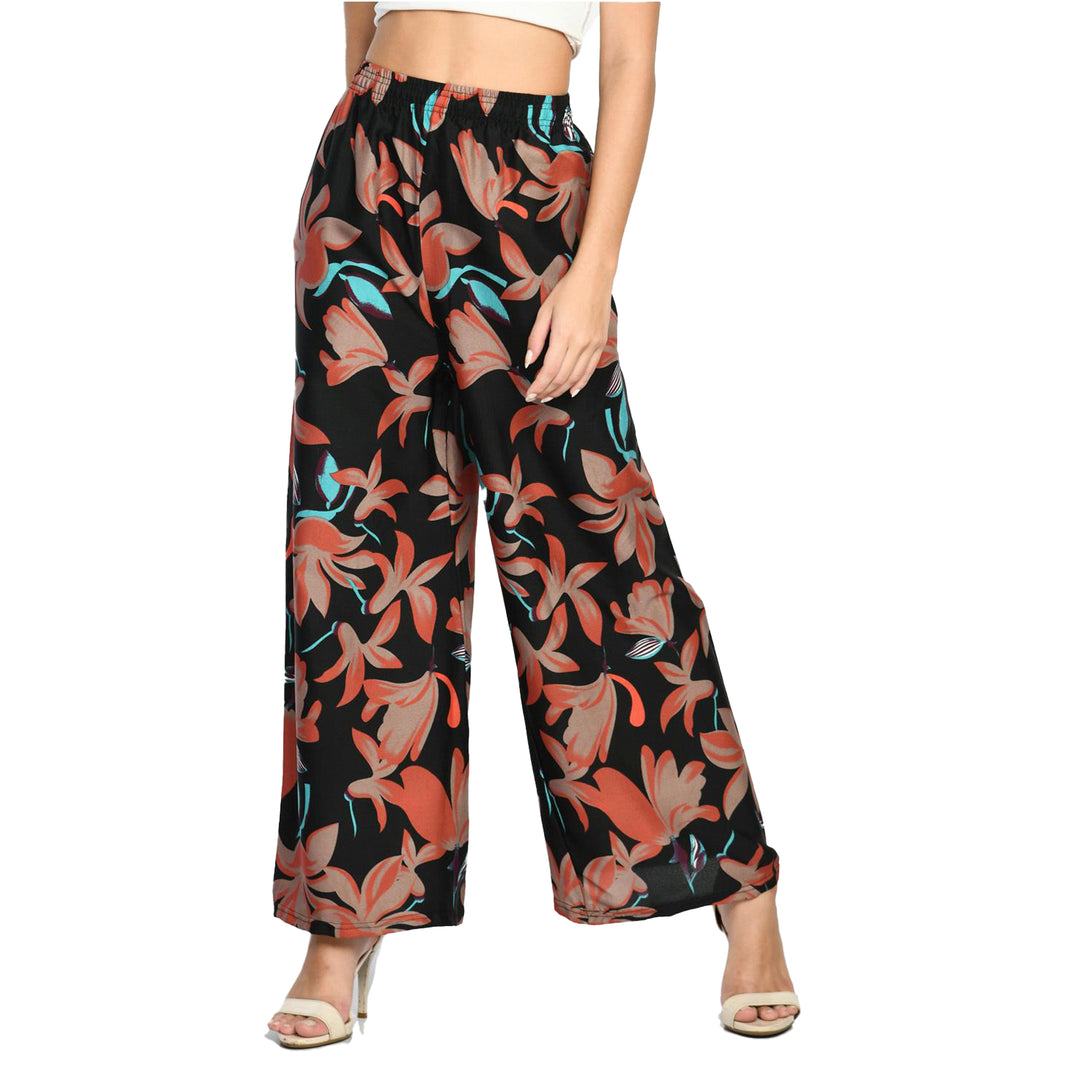 2-Pack: Ladies Soft Cotton Blended Loose Fit Wide Leg Comfort Printed Pants Image 4