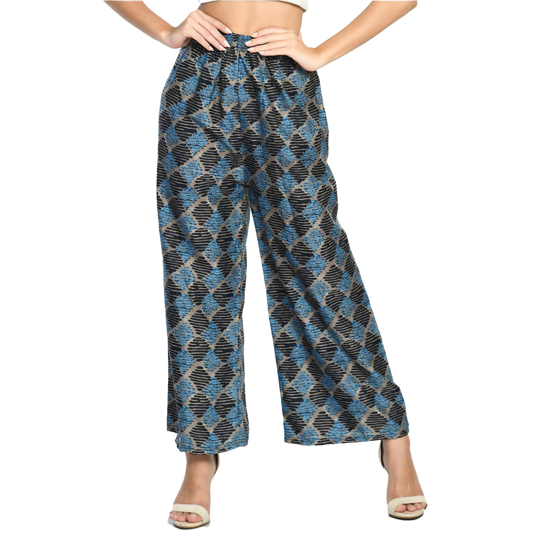 2-Pack: Ladies Soft Cotton Blended Loose Fit Wide Leg Comfort Printed Pants Image 6