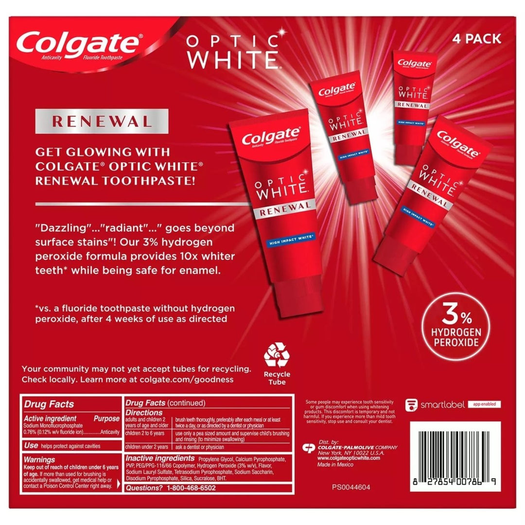 Colgate Optic White Renewal Whitening Toothpaste 4.1 Ounce (Pack of 4) Image 2