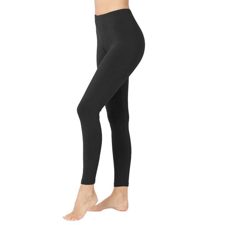 2-Pack: Ladies Solid High Waisted Soft Gym Yoga Sports Yummy Leggings Image 4