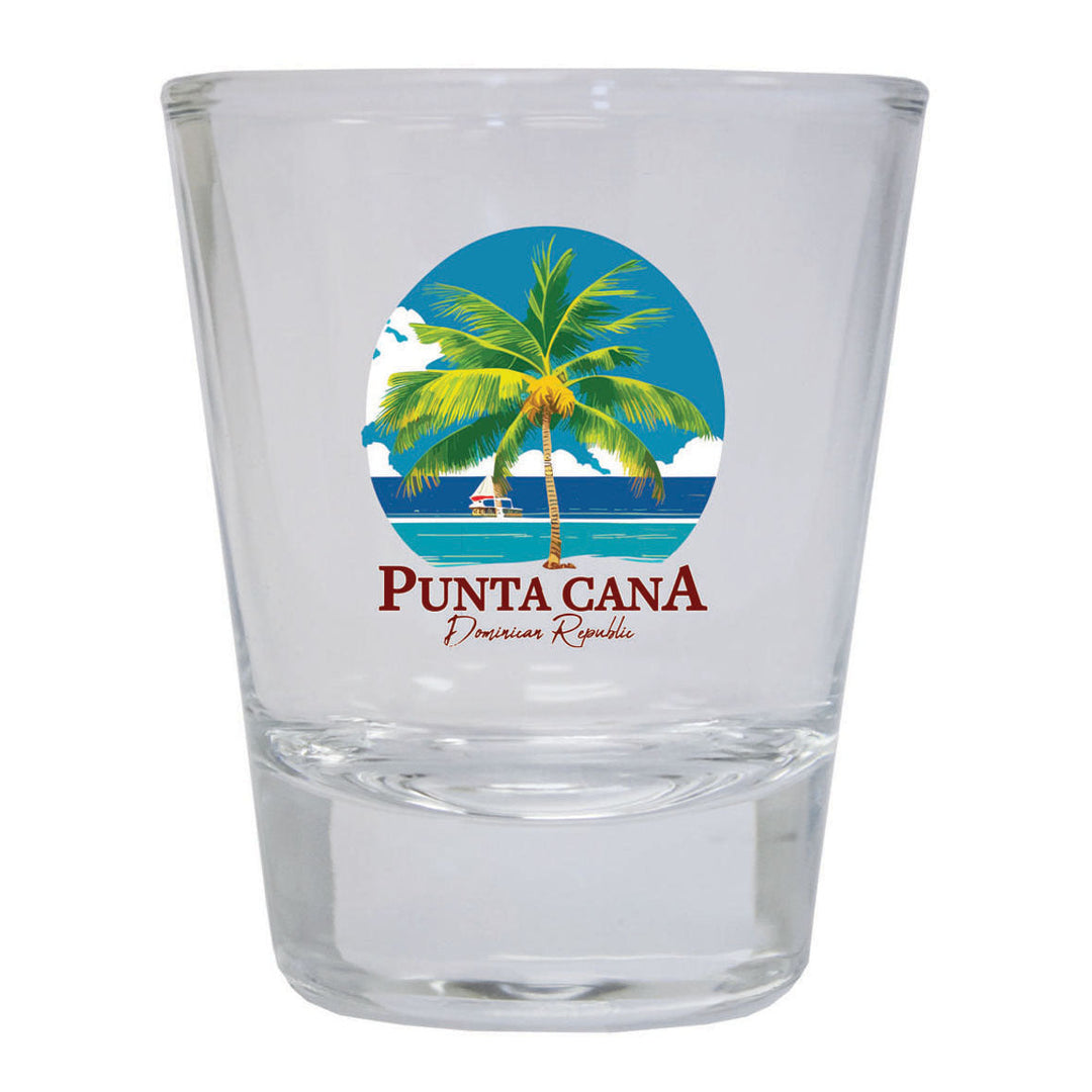 Punta Cana Dominican Republic Souvenir 1.5 Ounce Shot Glass Round PALM clear Image 1