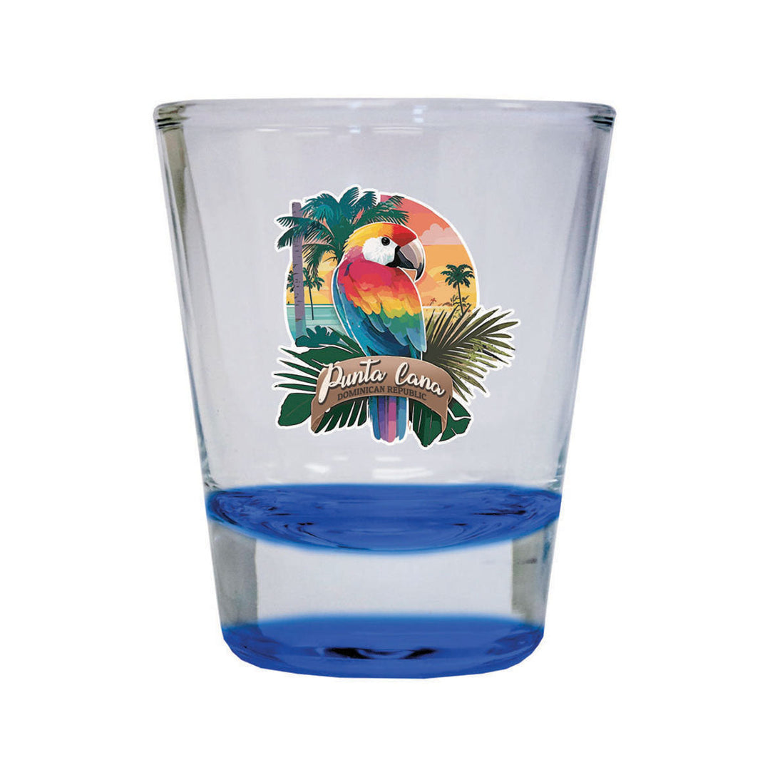 Punta Cana Dominican Republic Souvenir 1.5 Ounce Shot Glass Round PARROT1 blue Image 1