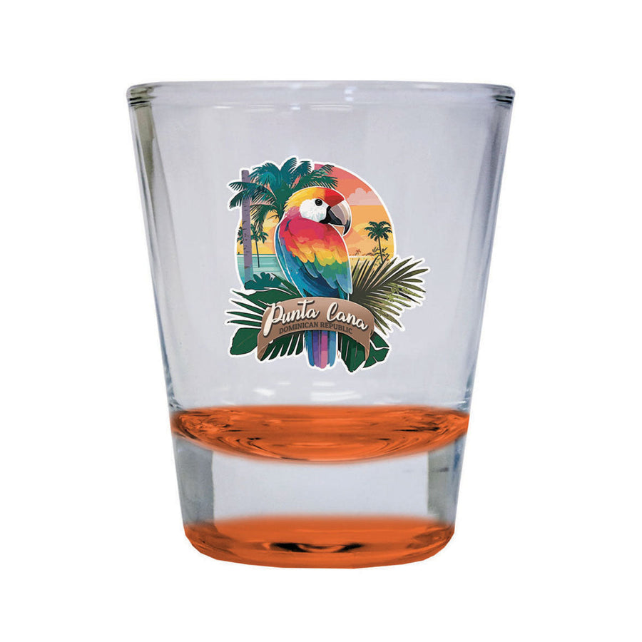 Punta Cana Dominican Republic Souvenir 1.5 Ounce Shot Glass Round PARROT1 orange Image 1