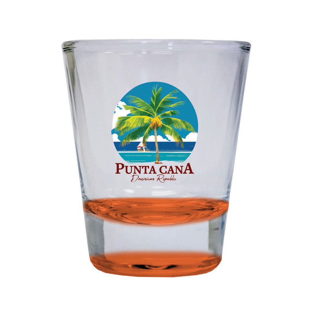 Punta Cana Dominican Republic Souvenir 1.5 Ounce Shot Glass Round PALM orange Image 1