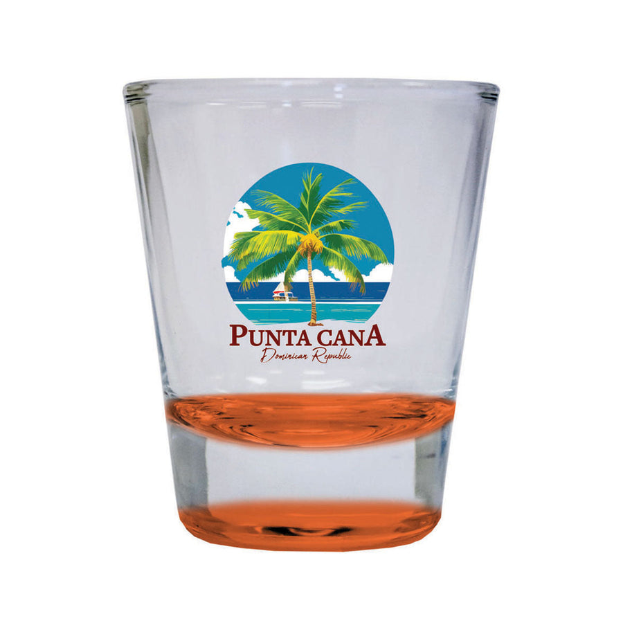 Punta Cana Dominican Republic Souvenir 1.5 Ounce Shot Glass Round PALM orange Image 1