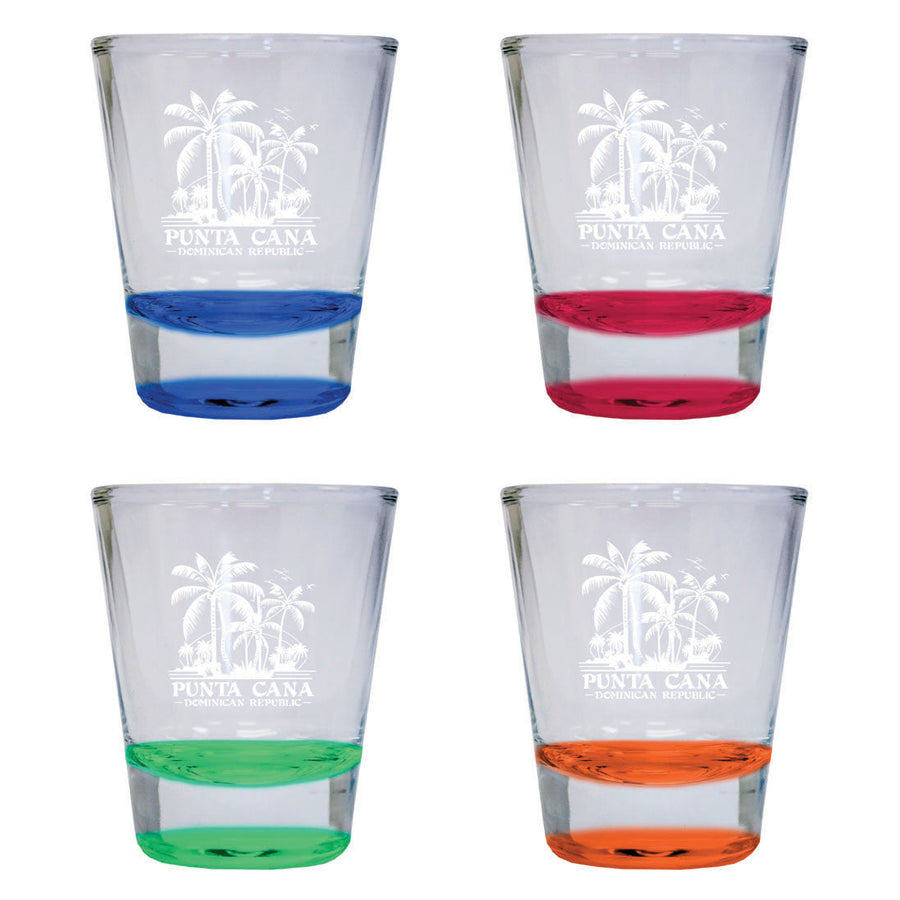 Punta Cana Dominican Republic Souvenir 1.5 Ounce Shot Glass Round PALM RGBO Image 1