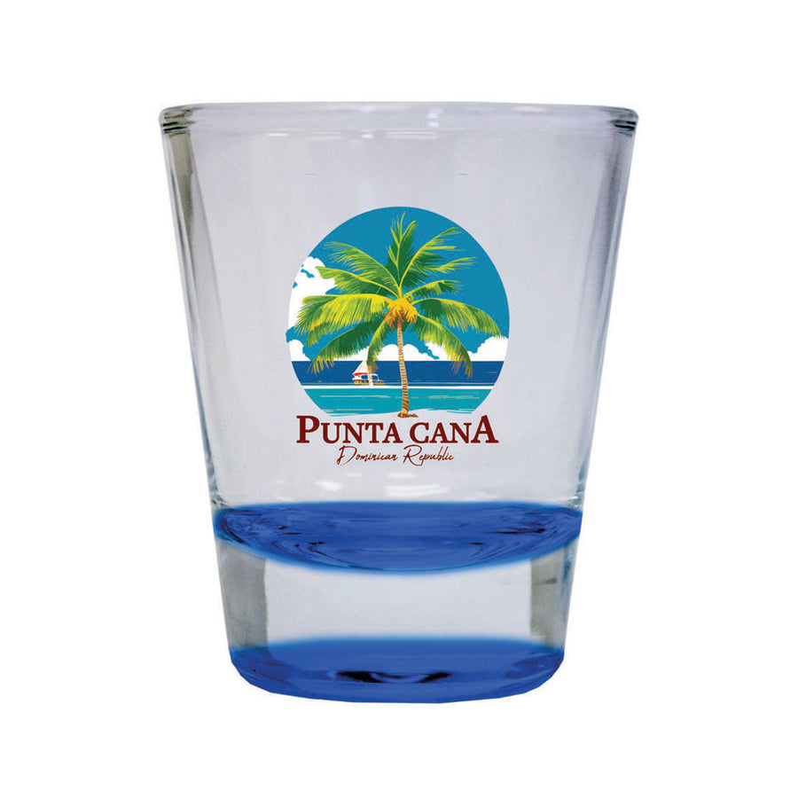 Punta Cana Dominican Republic Souvenir 1.5 Ounce Shot Glass Round PALM blue Image 1