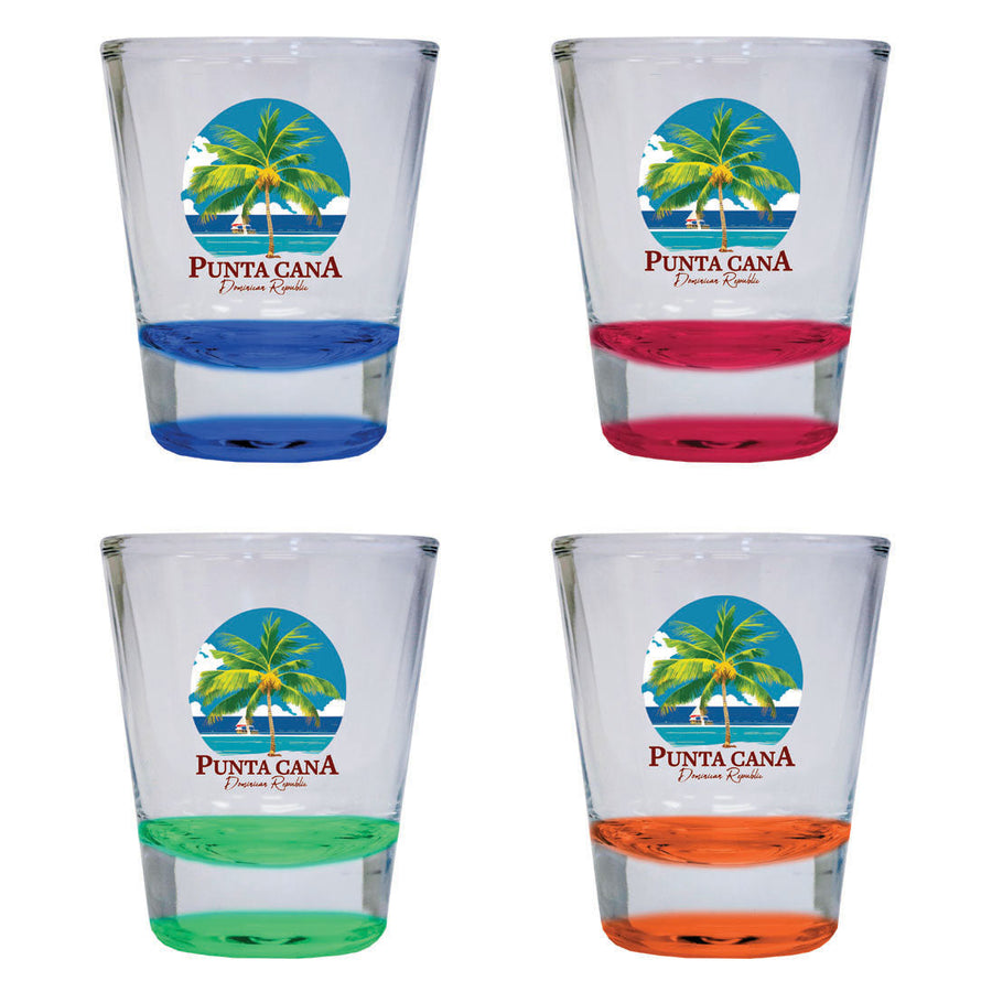 Punta Cana Dominican Republic Souvenir 1.5 Ounce Shot Glass Round PALM Image 1