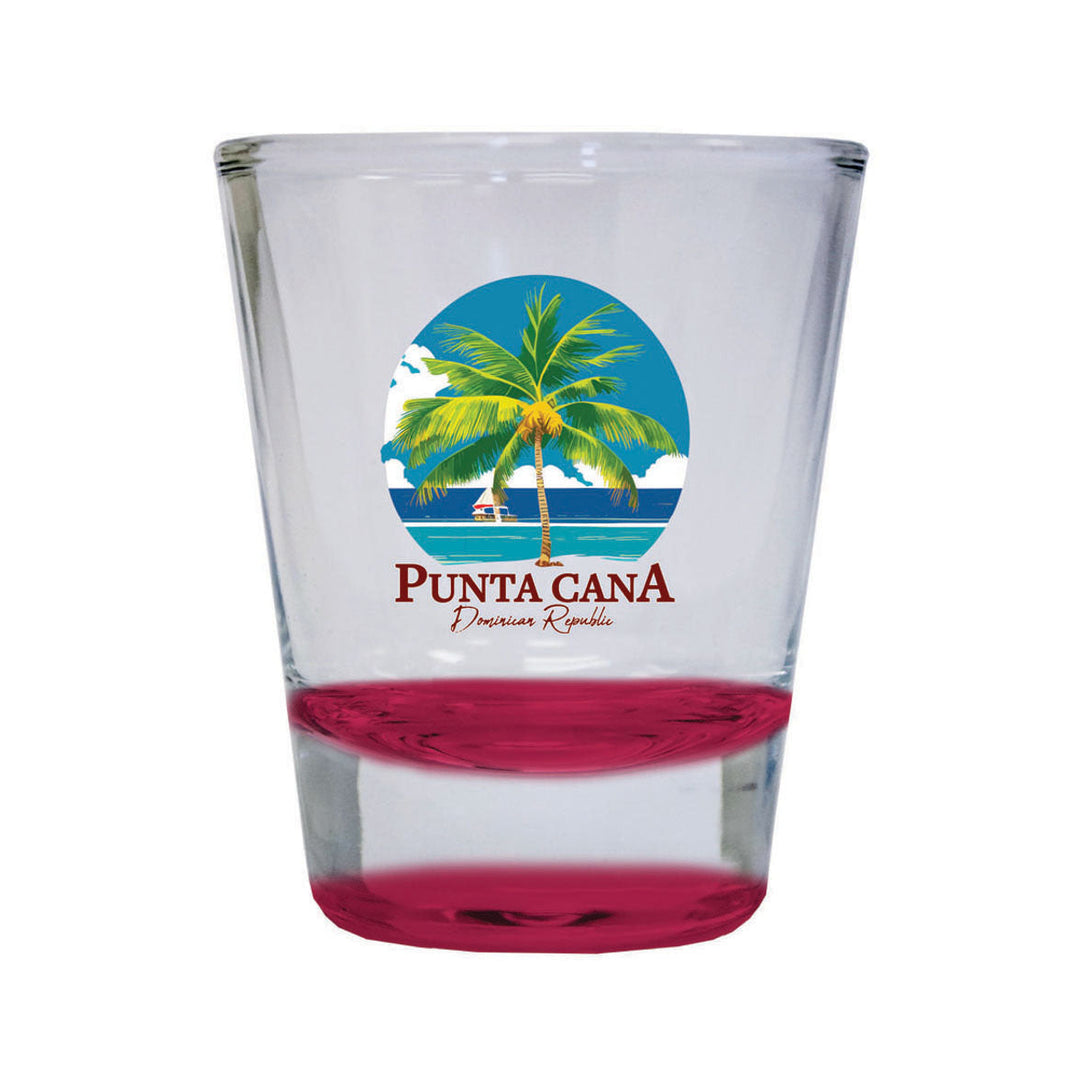 Punta Cana Dominican Republic Souvenir 1.5 Ounce Shot Glass Round PALM red Image 1