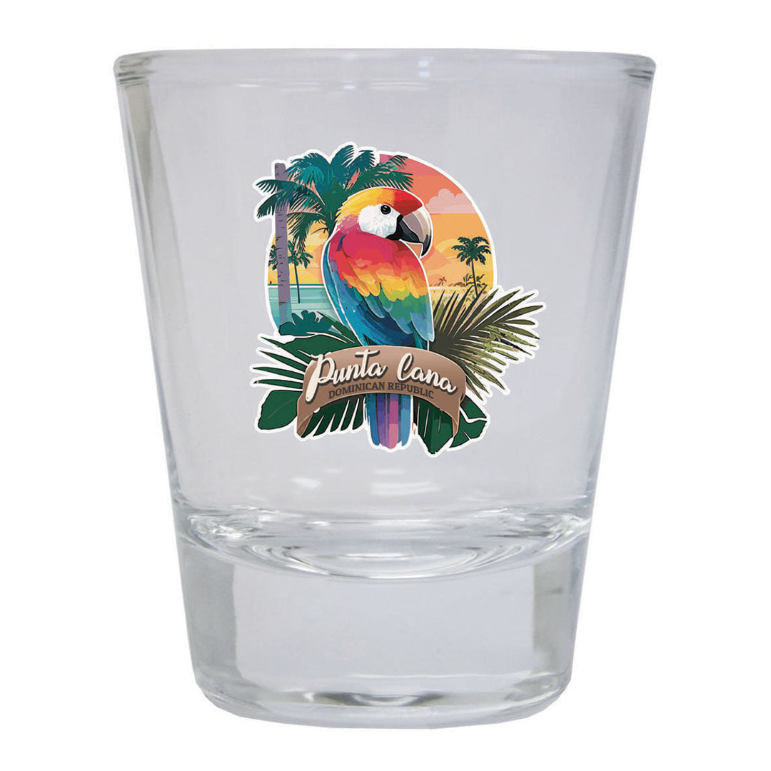 Punta Cana Dominican Republic Souvenir 1.5 Ounce Shot Glass Round PARROT1 clear Image 1