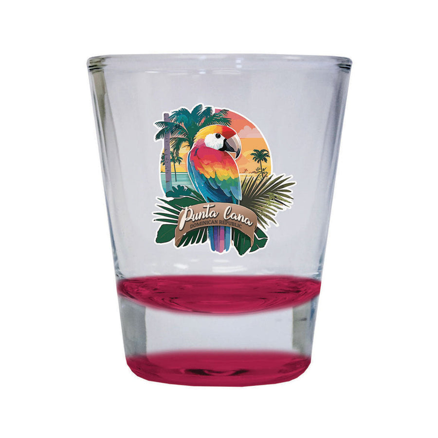 Punta Cana Dominican Republic Souvenir 1.5 Ounce Shot Glass Round PARROT1 red Image 1