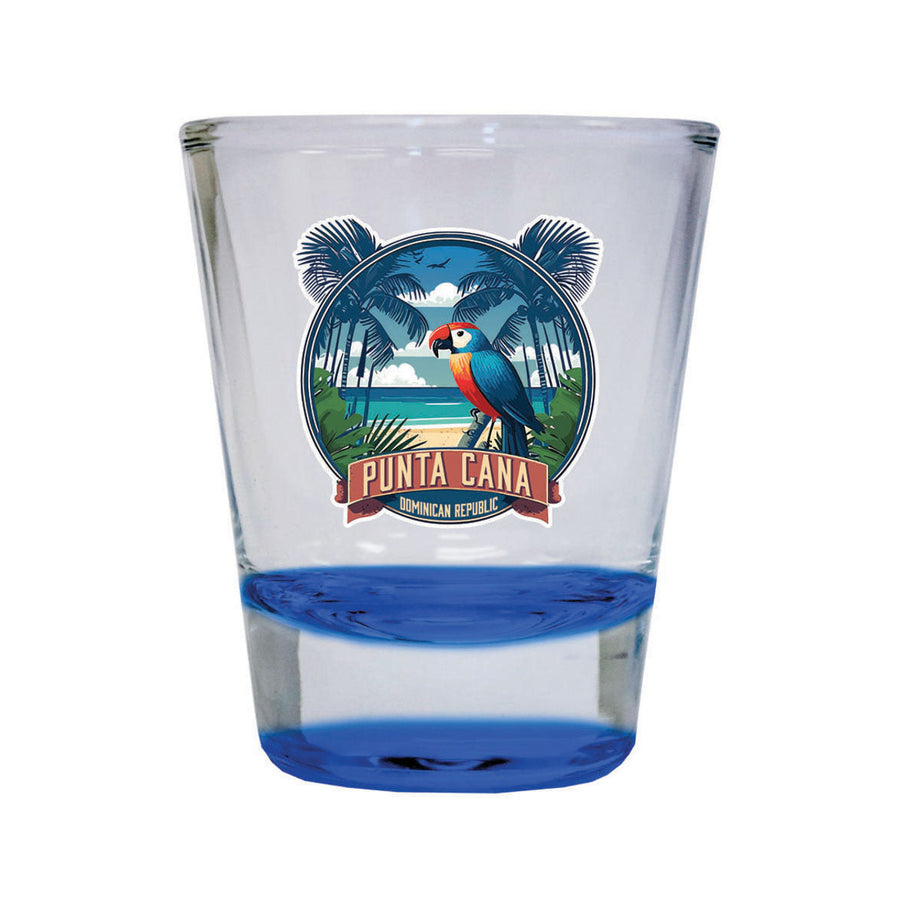 Punta Cana Dominican Republic Souvenir 1.5 Ounce Shot Glass Round PARROT2 blue Image 1