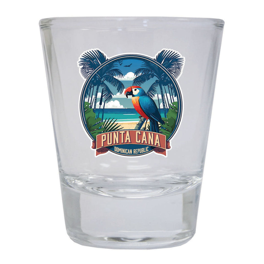 Punta Cana Dominican Republic Souvenir 1.5 Ounce Shot Glass Round PARROT2 clear Image 1