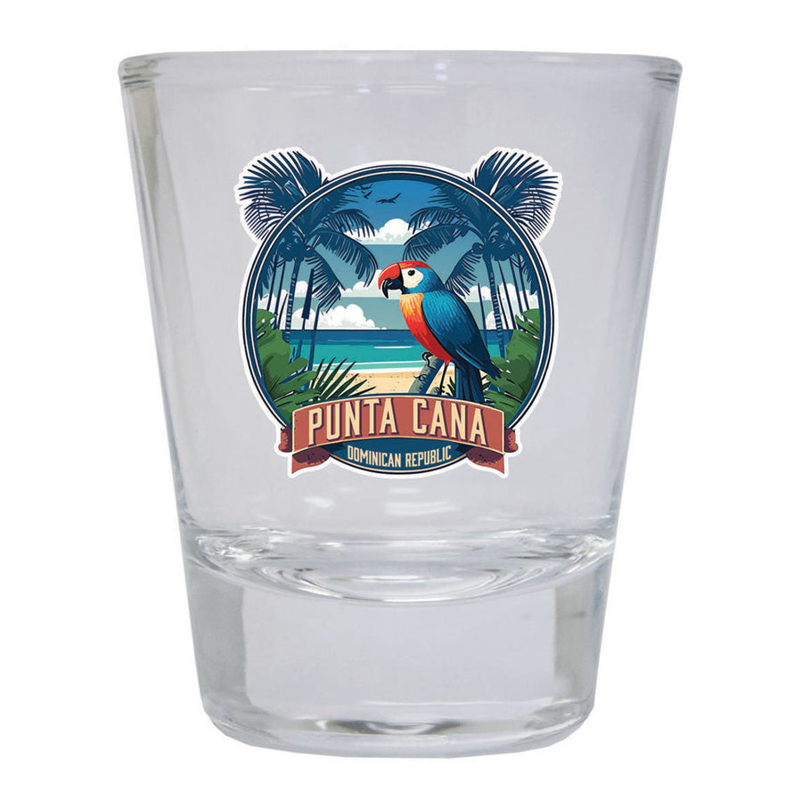 Punta Cana Dominican Republic Souvenir 1.5 Ounce Shot Glass Round PARROT2 clear Image 1