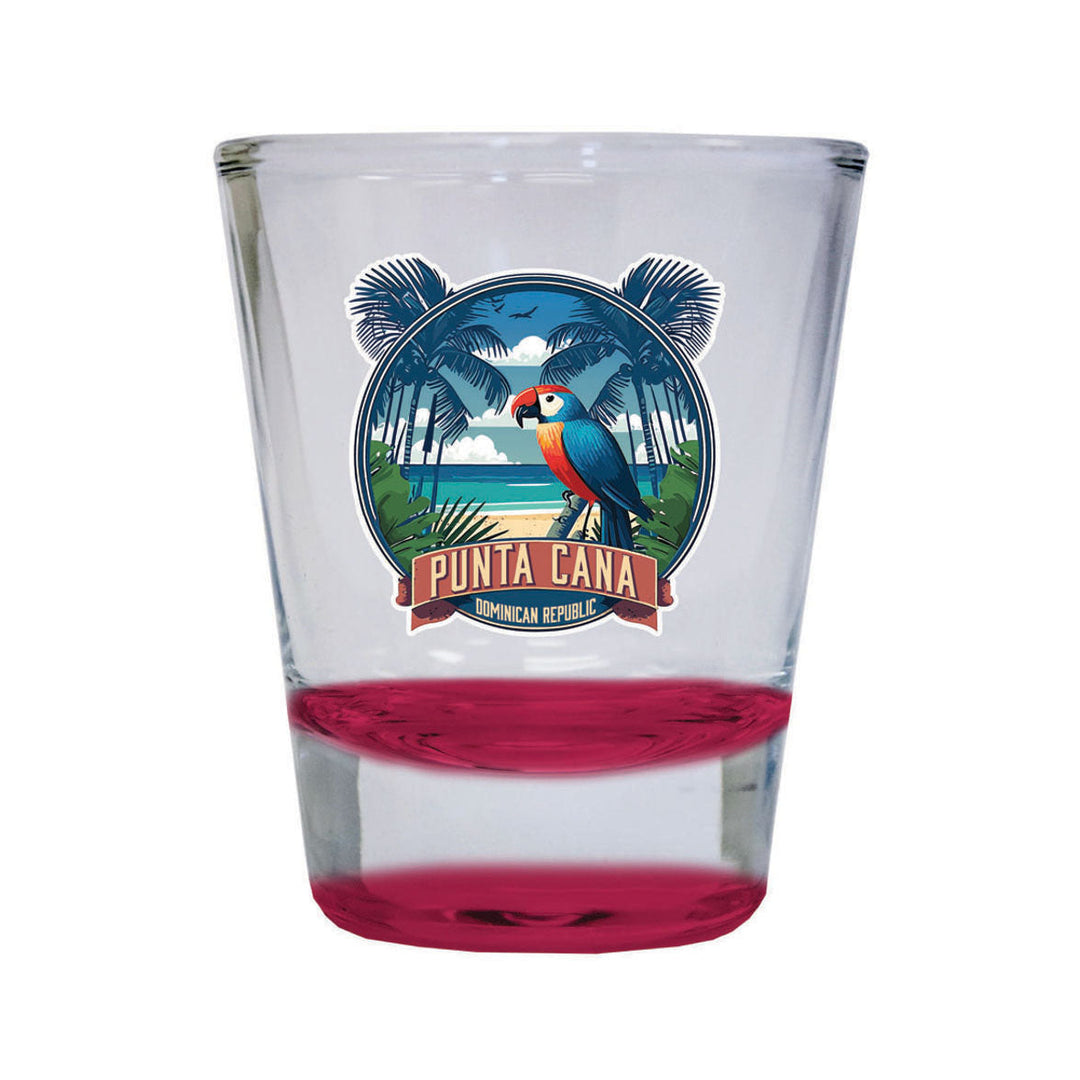 Punta Cana Dominican Republic Souvenir 1.5 Ounce Shot Glass Round PARROT2 red Image 1