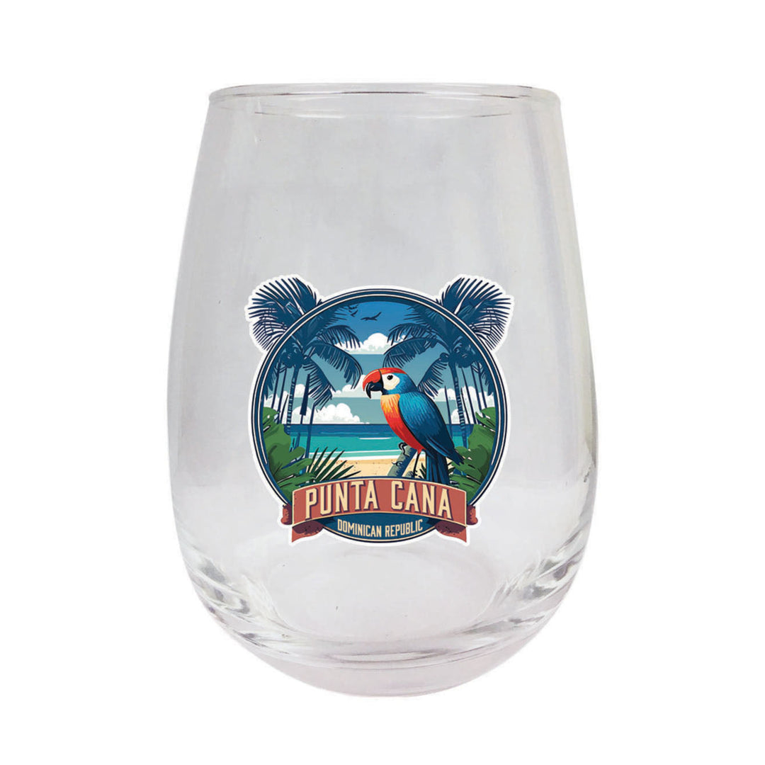 Punta Cana Dominican Republic Souvenir 15 oz Wine Glass PARROT2 Image 1