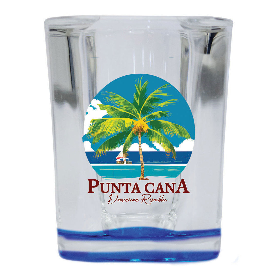 Punta Cana Dominican Republic Souvenir 2.5 Ounce Shot Glass Square PALM blue Image 1