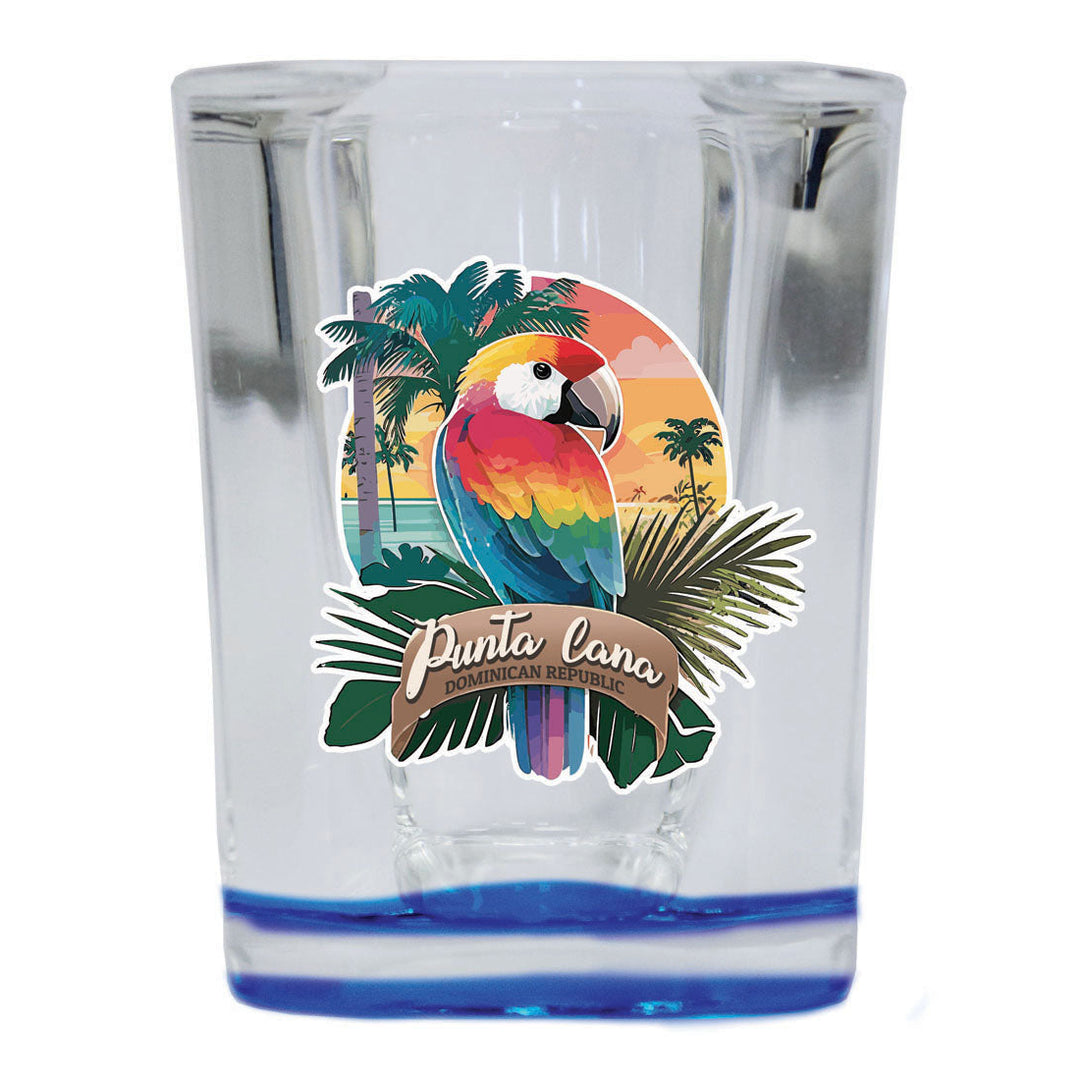 Punta Cana Dominican Republic Souvenir 2.5 Ounce Shot Glass Square PARROT1 blue Image 1