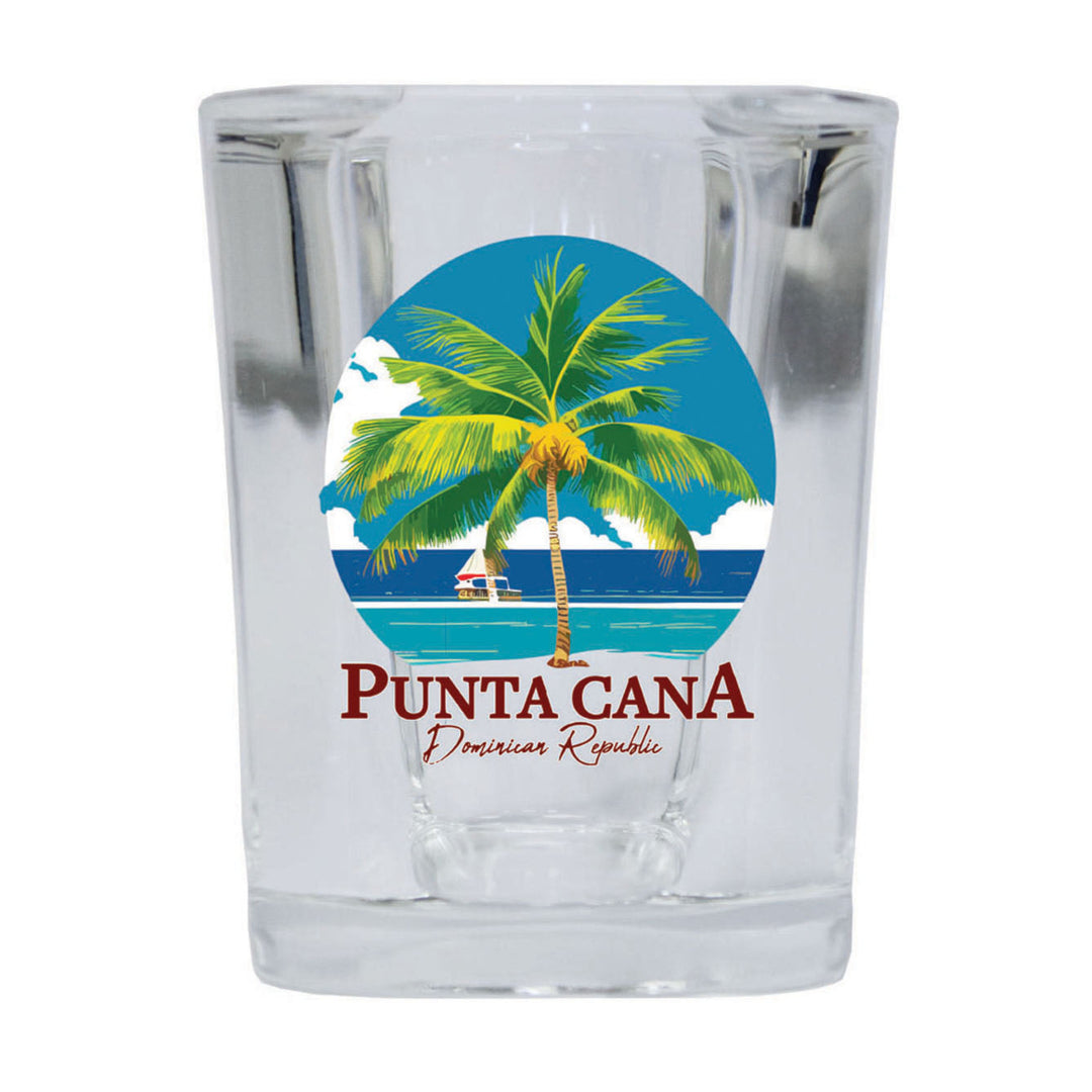 Punta Cana Dominican Republic Souvenir 2.5 Ounce Shot Glass Square PALM Image 1