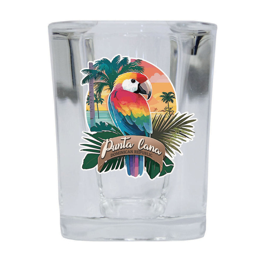 Punta Cana Dominican Republic Souvenir 2.5 Ounce Shot Glass Square PARROT1 Image 1