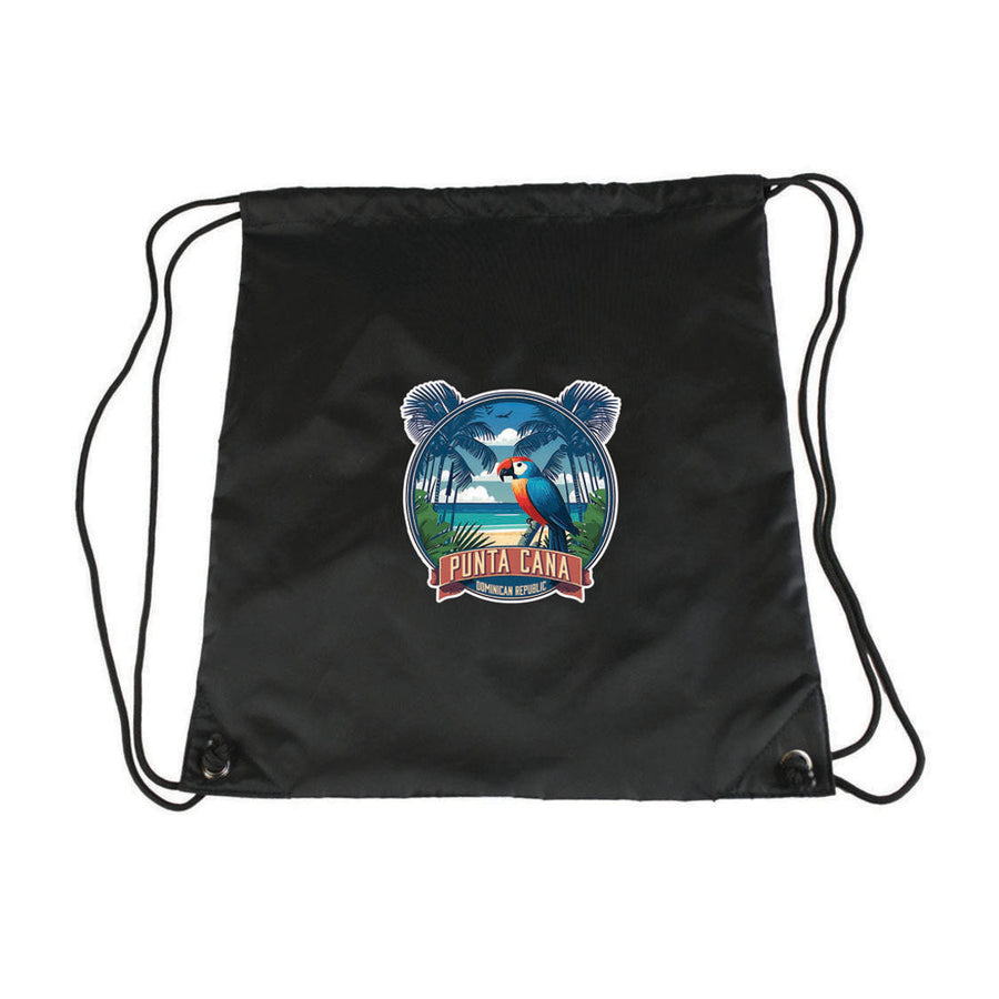 Punta Cana Dominican Republic Souvenir Cinch Bag With Drawstring Shoulder Straps Parrot B Image 1