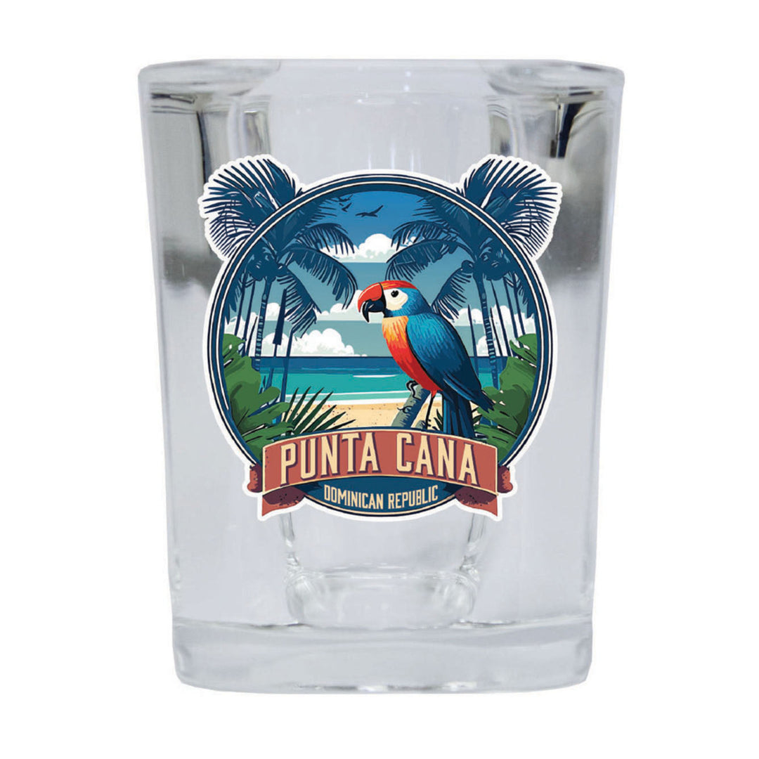 Punta Cana Dominican Republic Souvenir 2.5 Ounce Shot Glass Square PARROT2 Image 1