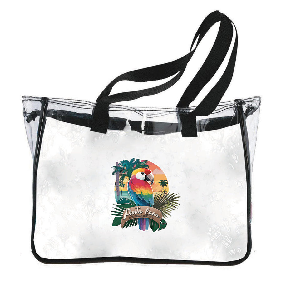 Punta Cana Dominican Republic Souvenir Clear Tote Bag Parrot Image 1