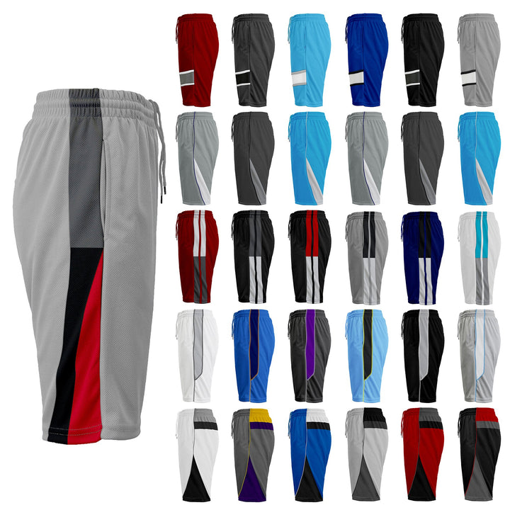 5-Pack: Mens Active Summer Athletic Mesh Moisture-Wicking Performance Shorts Image 3