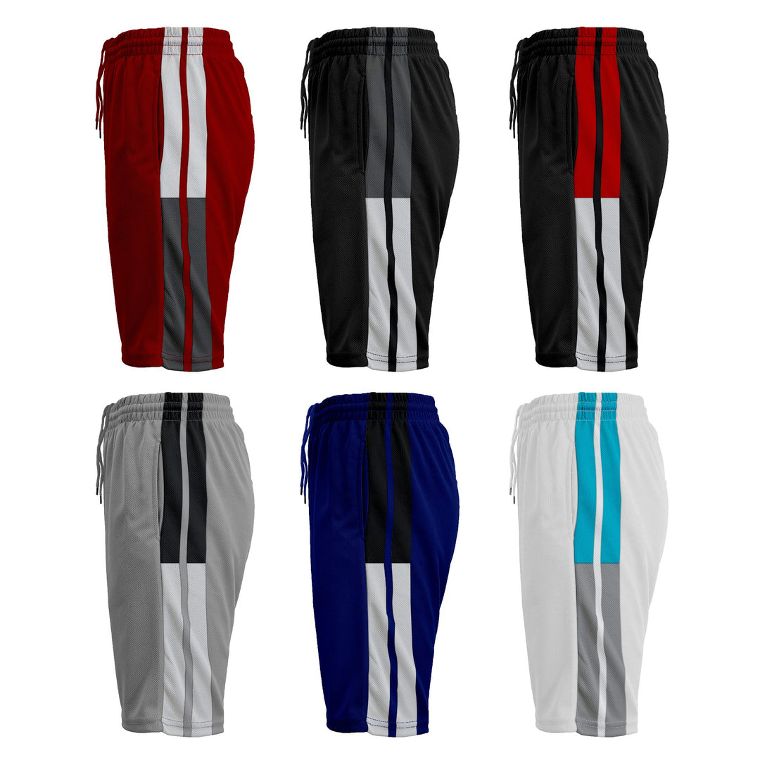 5-Pack: Mens Active Summer Athletic Mesh Moisture-Wicking Performance Shorts Image 4